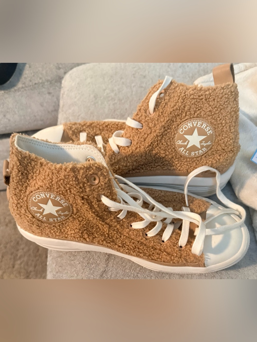 Converse Sherpa High-Top Sneakers in Brown and White